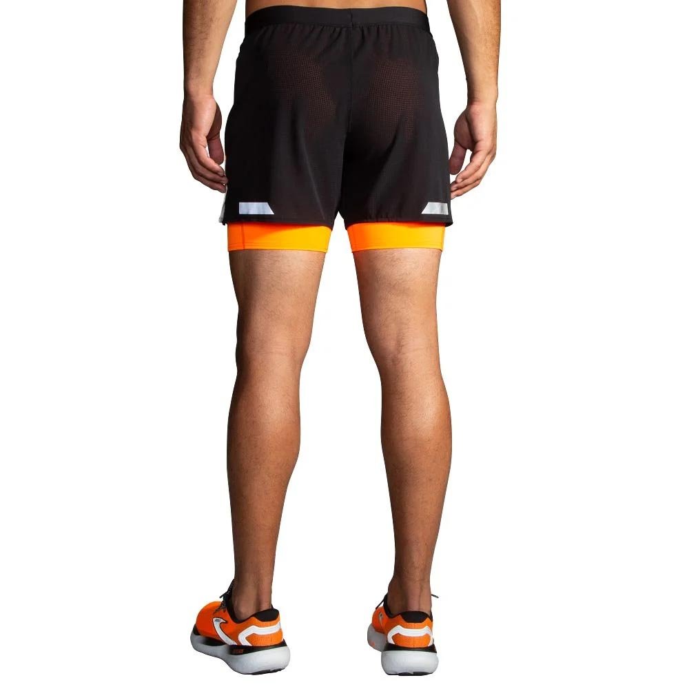 Spodenki Brooks Run Visible 4 2in1 Short 2.0 M Czarno-pomarańczowe