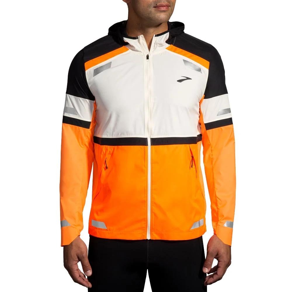 Kurtka Brooks Run Visible Jacket 2.0 M Biało-pomarańczowa