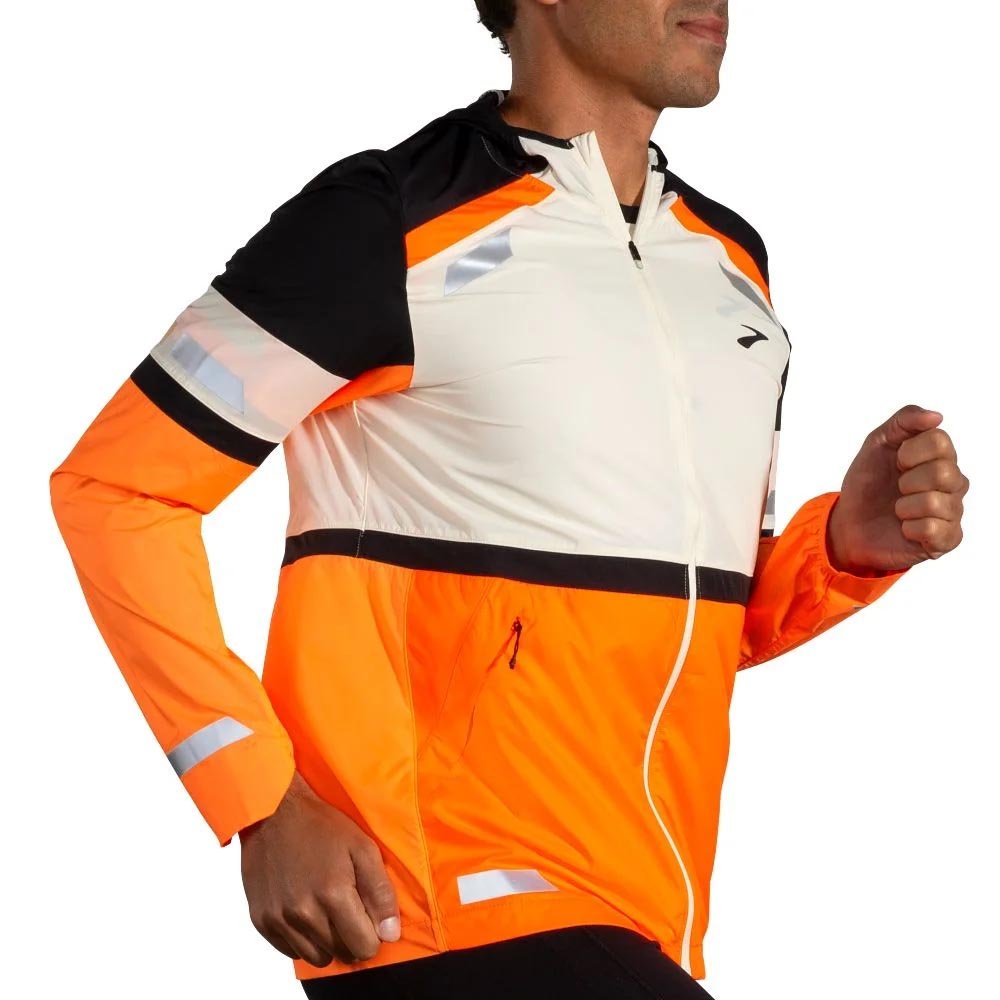 Kurtka Brooks Run Visible Jacket 2.0 M Biało-pomarańczowa