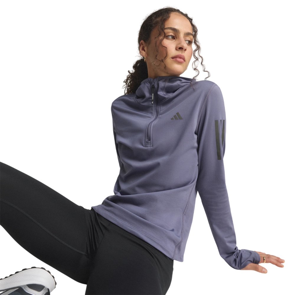 Bluza adidas Own The Run Winterized Hooded Half-Zip W Fioletowa