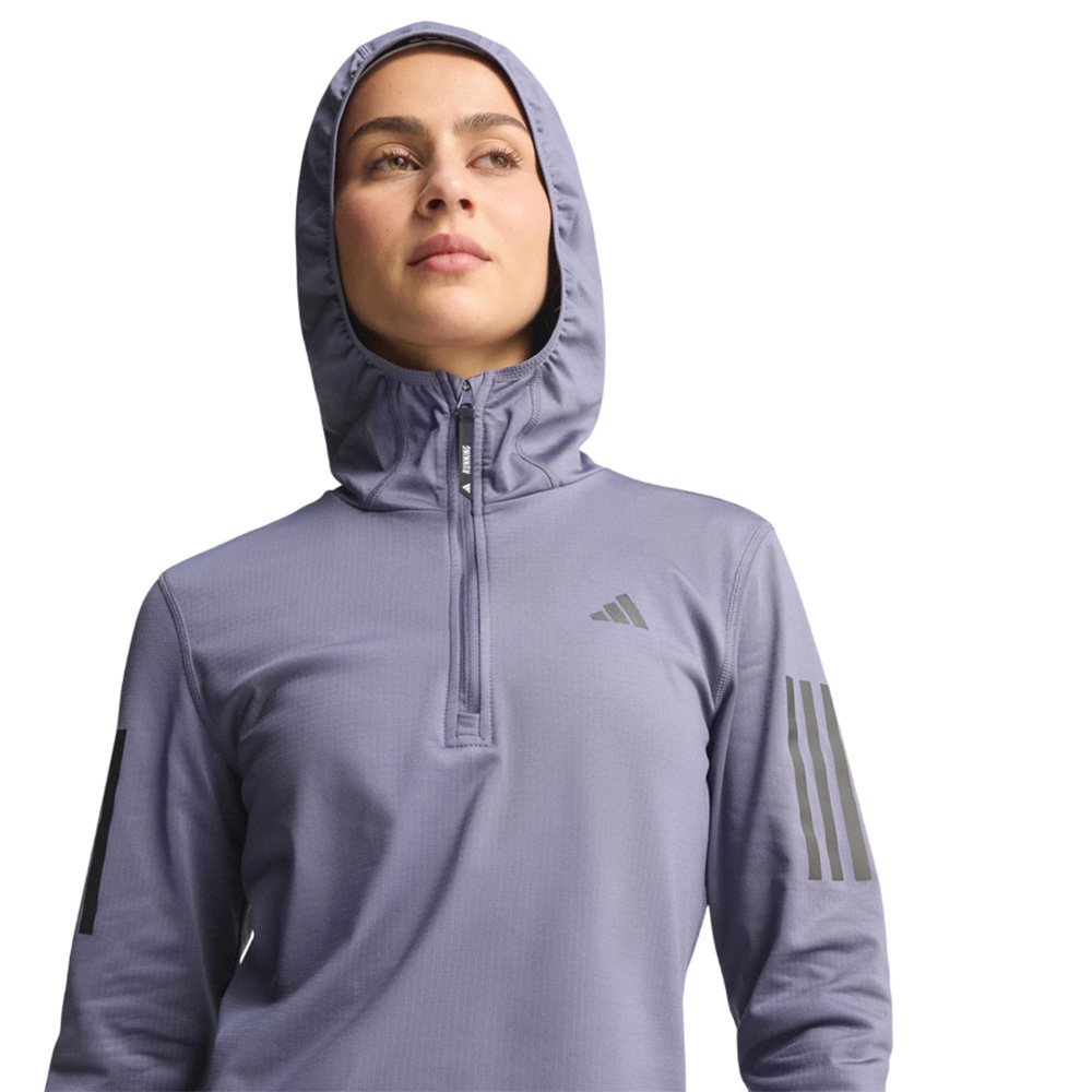 Bluza adidas Own The Run Winterized Hooded Half-Zip W Fioletowa
