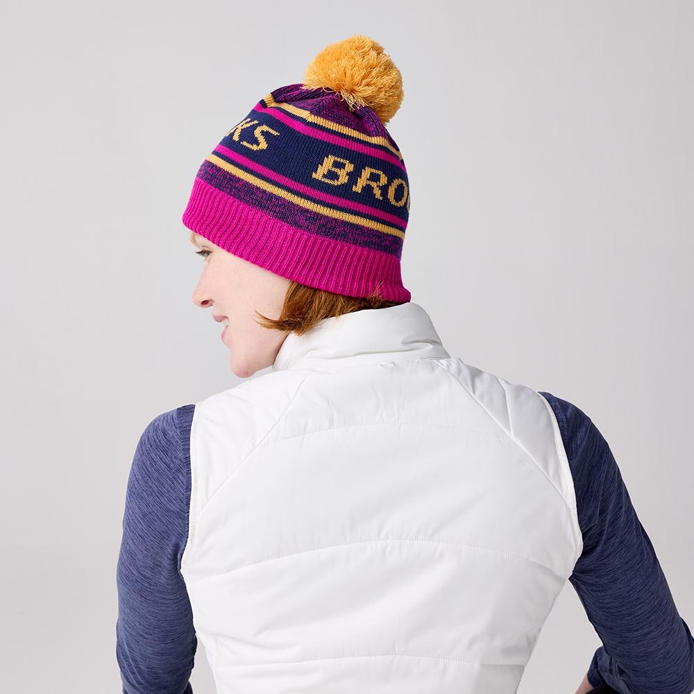 Czapka Brooks Heritage Pom Beanie U Różowo-Pomarańczowa