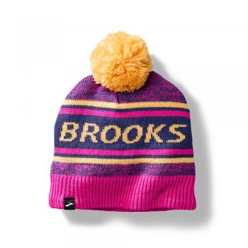 czapka brooks heritage pom beanie u różowo-pomarańczowa