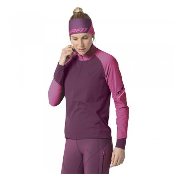 koszulka dynafit alpine longsleeve 1/2 zip tee w różowo-burgundowa